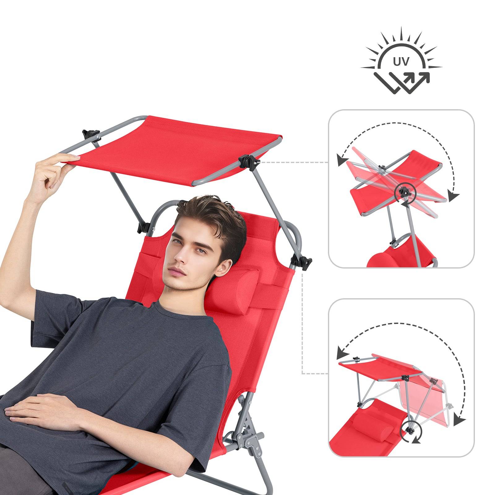 SoBuy Transat Pliable Chaise Longue avec Pare-Soleil Réglable - Image 5