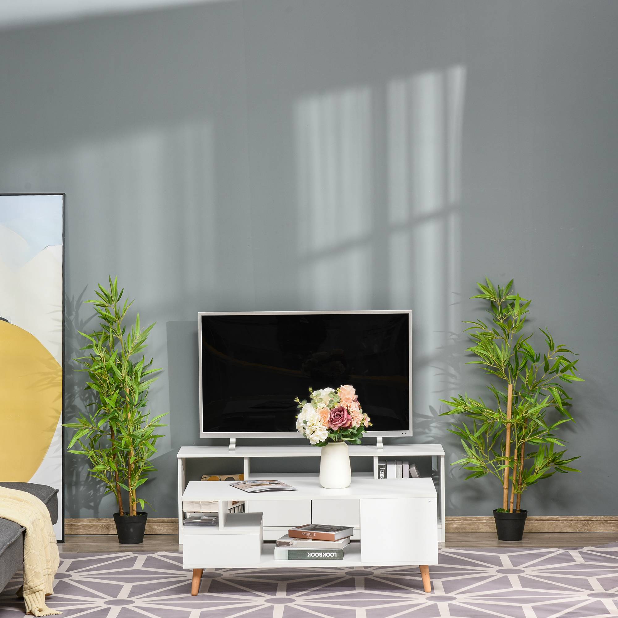 Bambou artificiel, plante déco avec pot, arbre déco, 120cm - Image 8