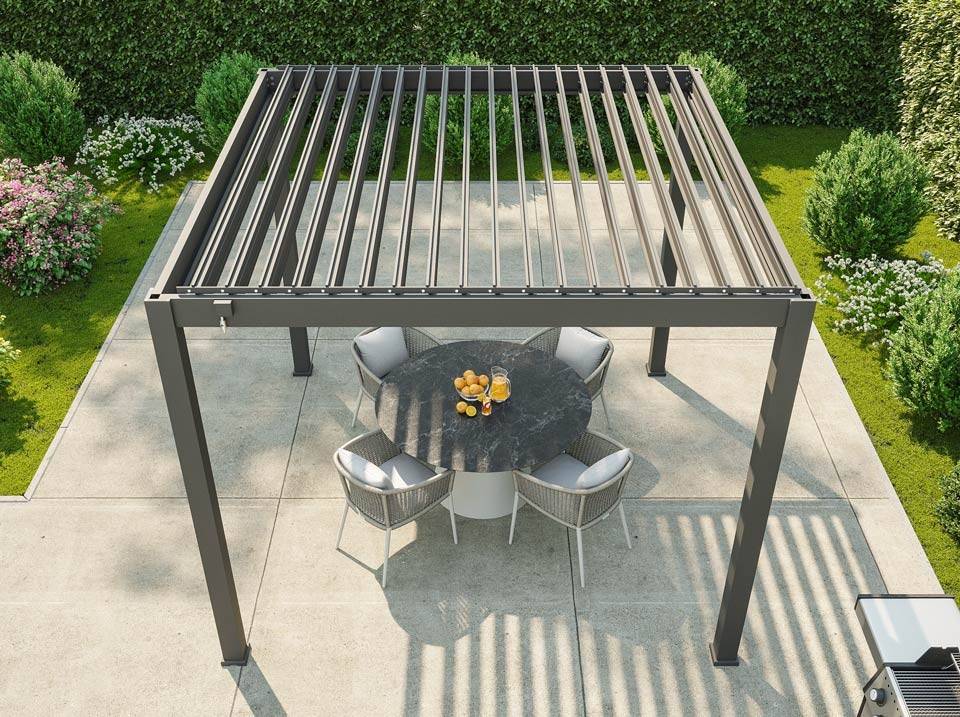 Pergola Bioclimatique Aluminium Autoportee 9m² - 3X3m - Gris - Image 10