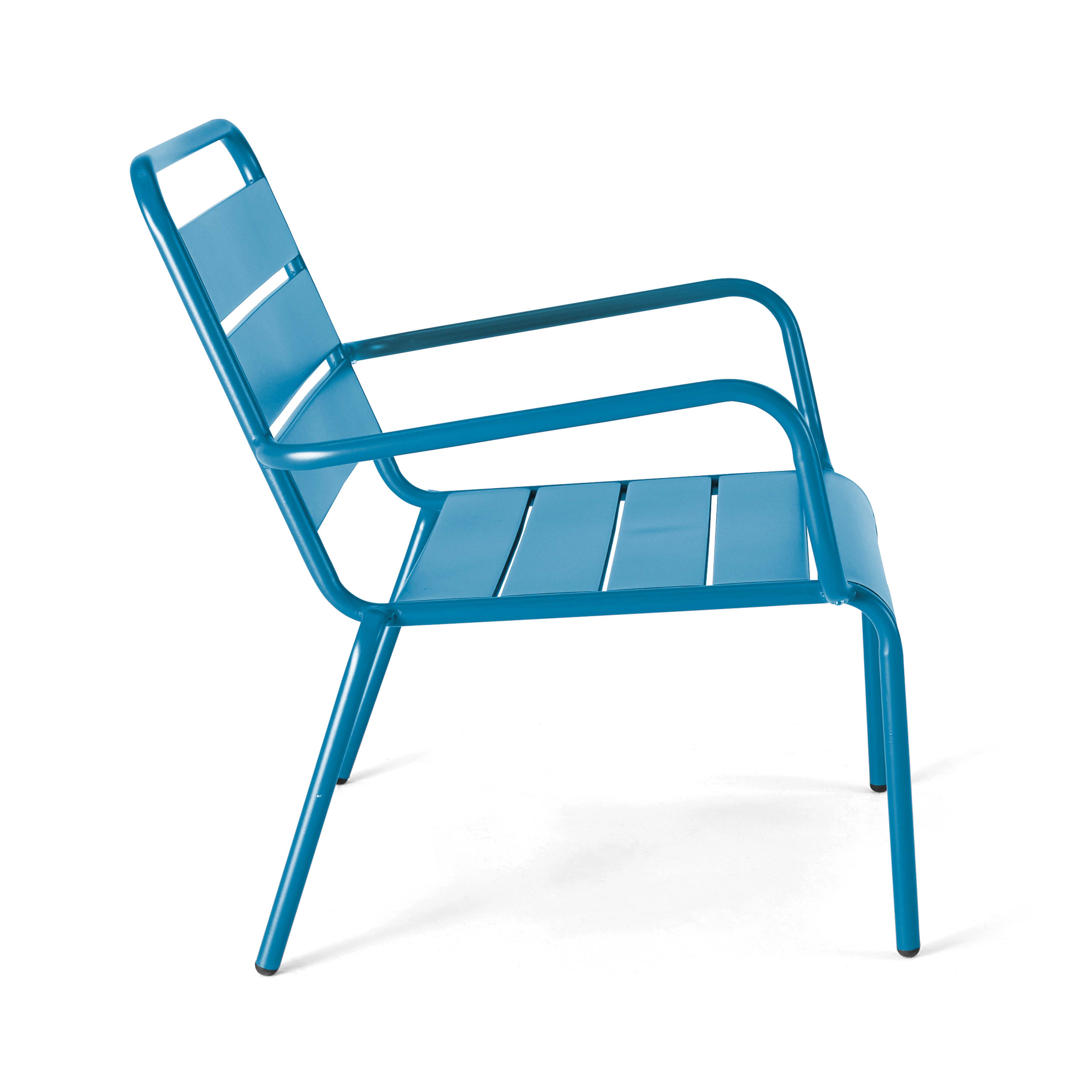 Oviala - Fauteuil de jardin bas relax acier bleu pacific Palavas - Oviala - Image 4