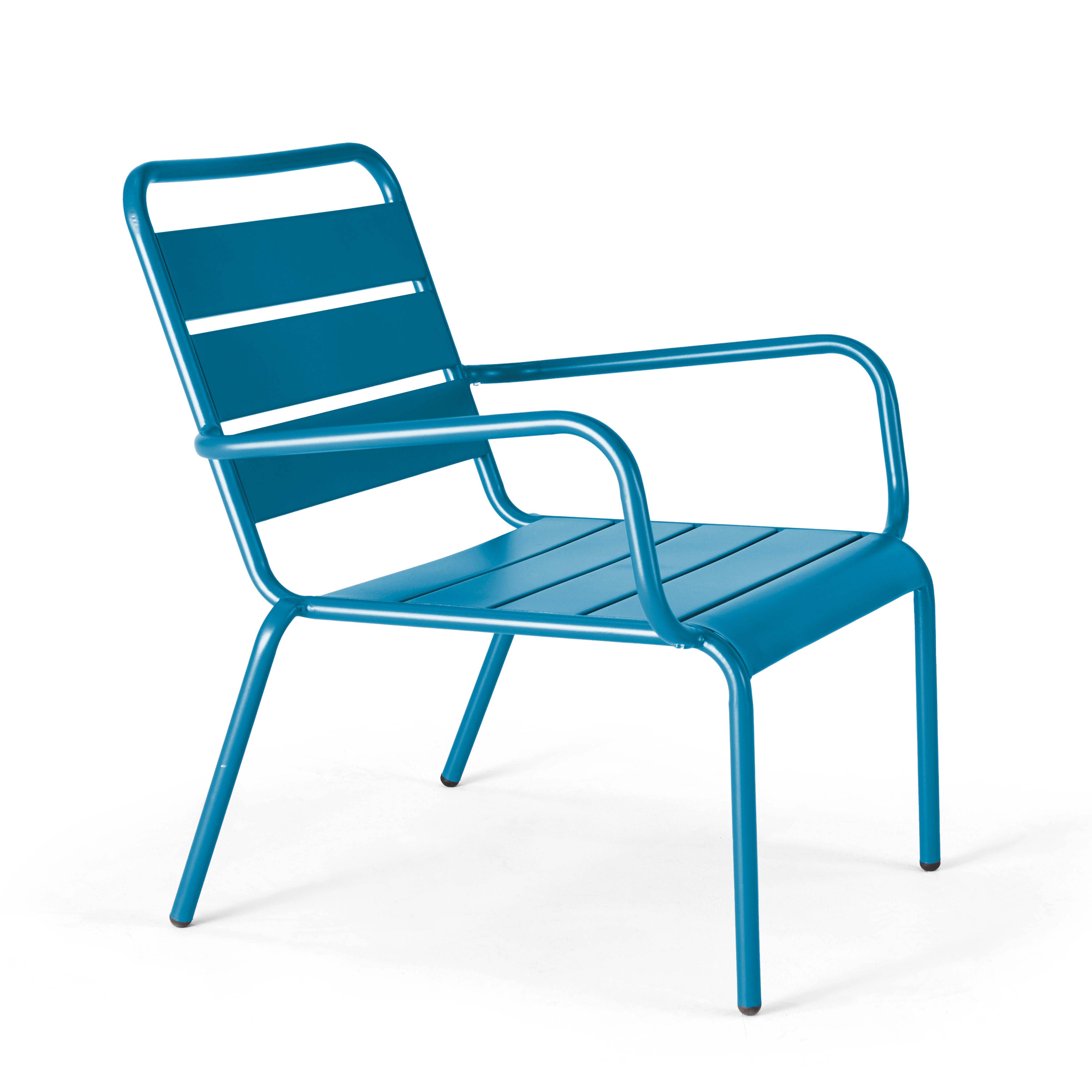 Oviala - Fauteuil de jardin bas relax acier bleu pacific Palavas - Oviala - Image 1