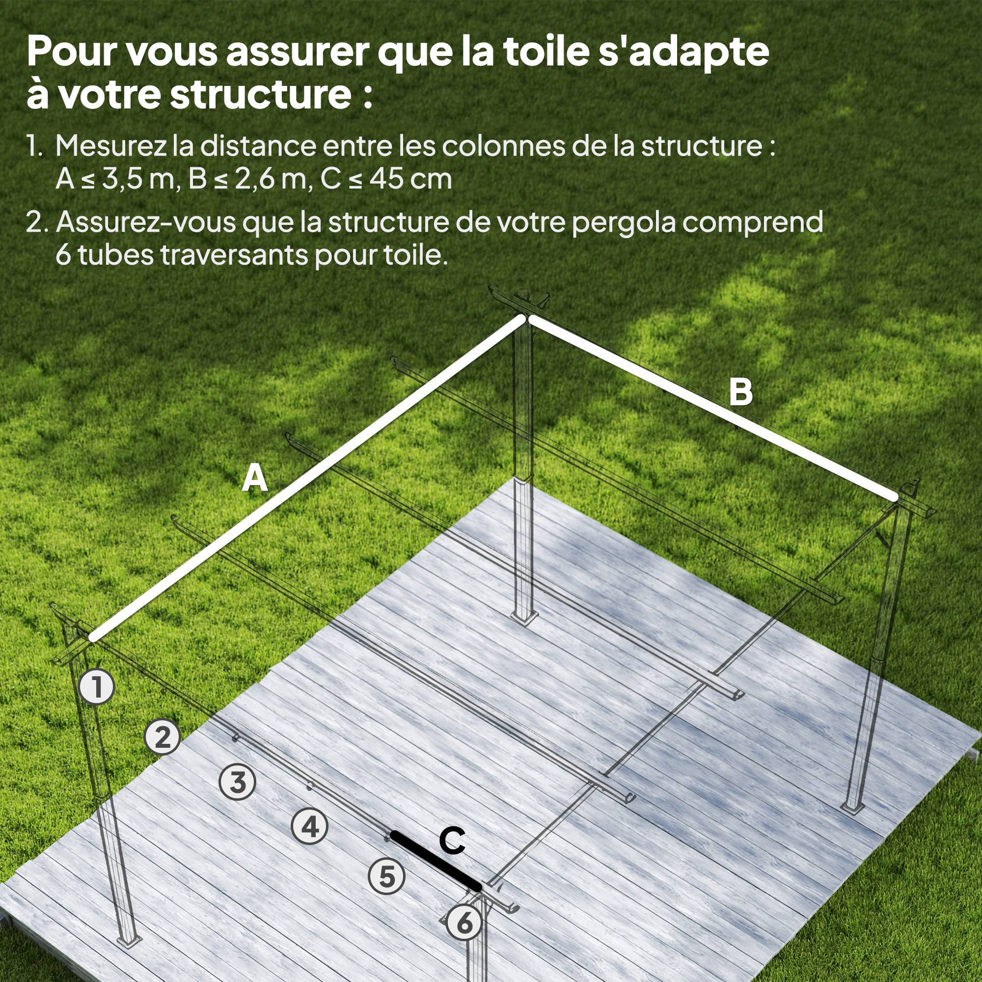 Toile de toit pour pergola tonnelle rétractable de 4 x 3 m - toile uniquement 350 x 260 cm café - Image 6
