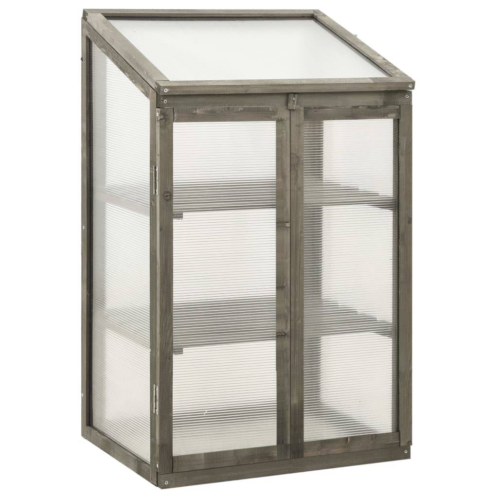 PANGIVO - Serre bois de sapin et polycarbonate gris 60 x 45 x 100 cm - PANGIVO - Image 1