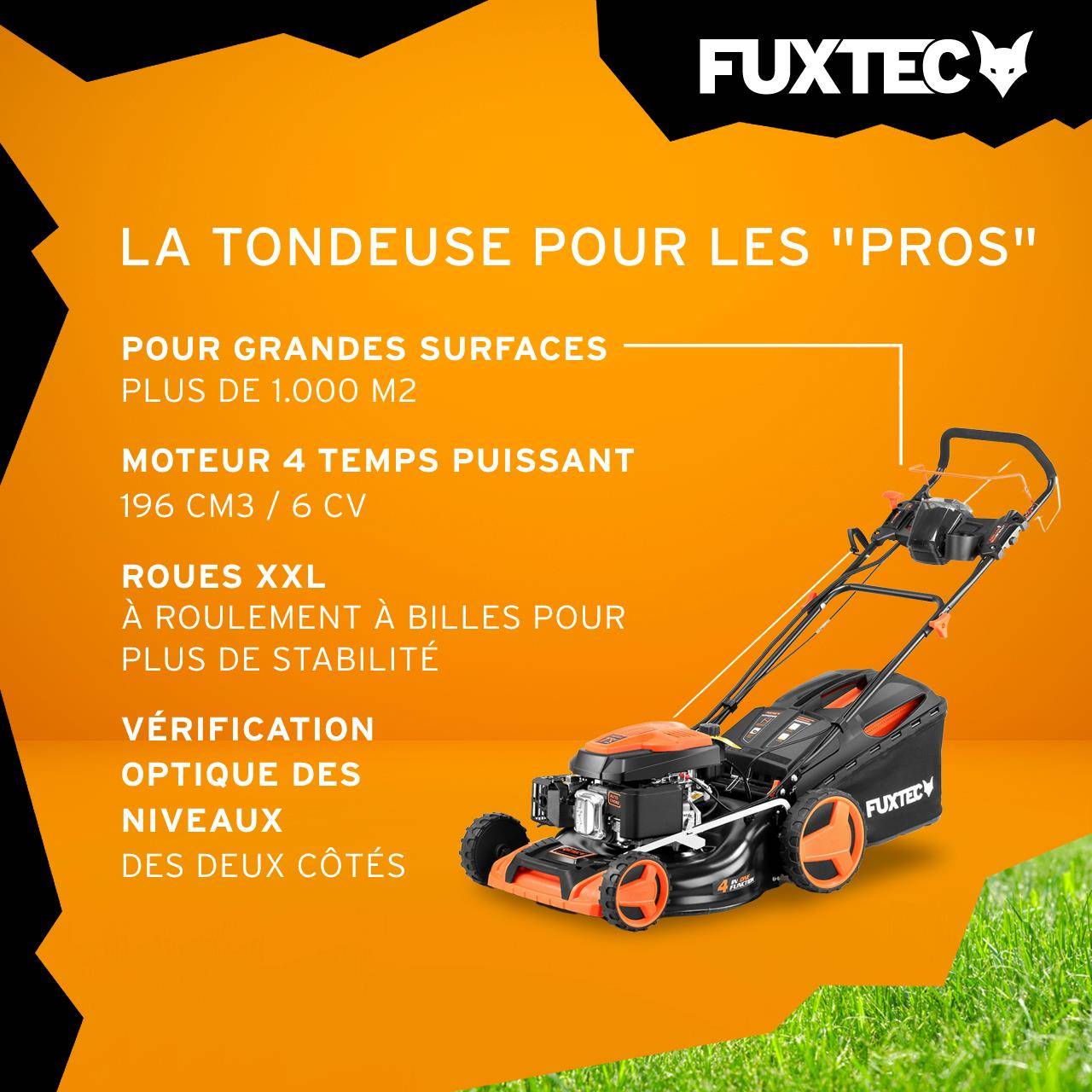 FUXTEC - Tondeuse thermique 196 cm³ autotractée FX-RM5196ESPRO 51 cm bac 60 L démarrage électrique 6 CV – Fuxtec - Image 4
