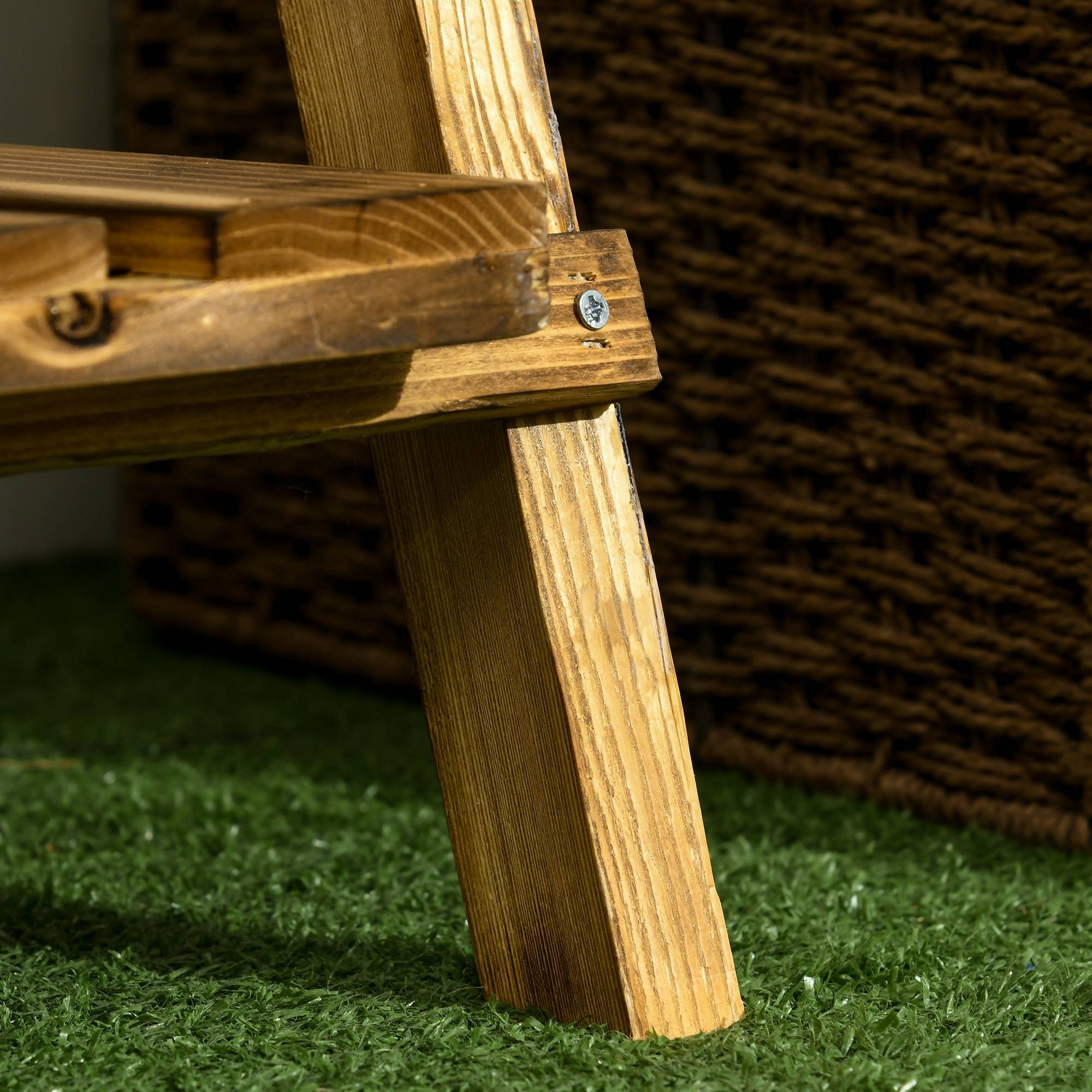 Étagère à plantes en bois forme pyramidale échelle pliante avec 3 étagères 60 x 37 x 93 cm marron - Image 10