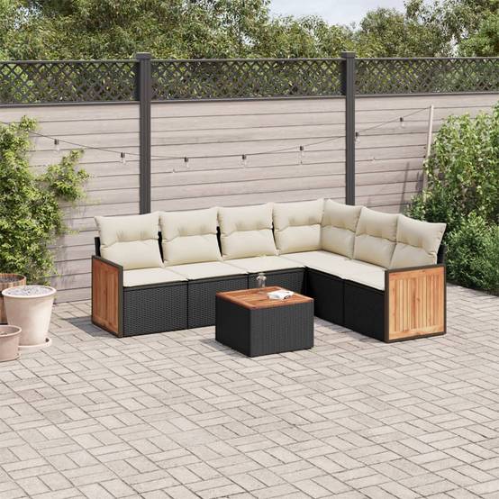 Salon de jardin 7 places modulable en résine tressée avec rangement et table basse noir – ComfortXL Outdoor Living - Image 1