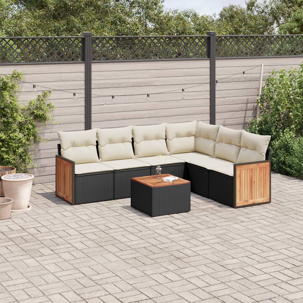 Salon de jardin 7 places modulable en résine tressée avec rangement et table basse noir – ComfortXL Outdoor Living - Image 1