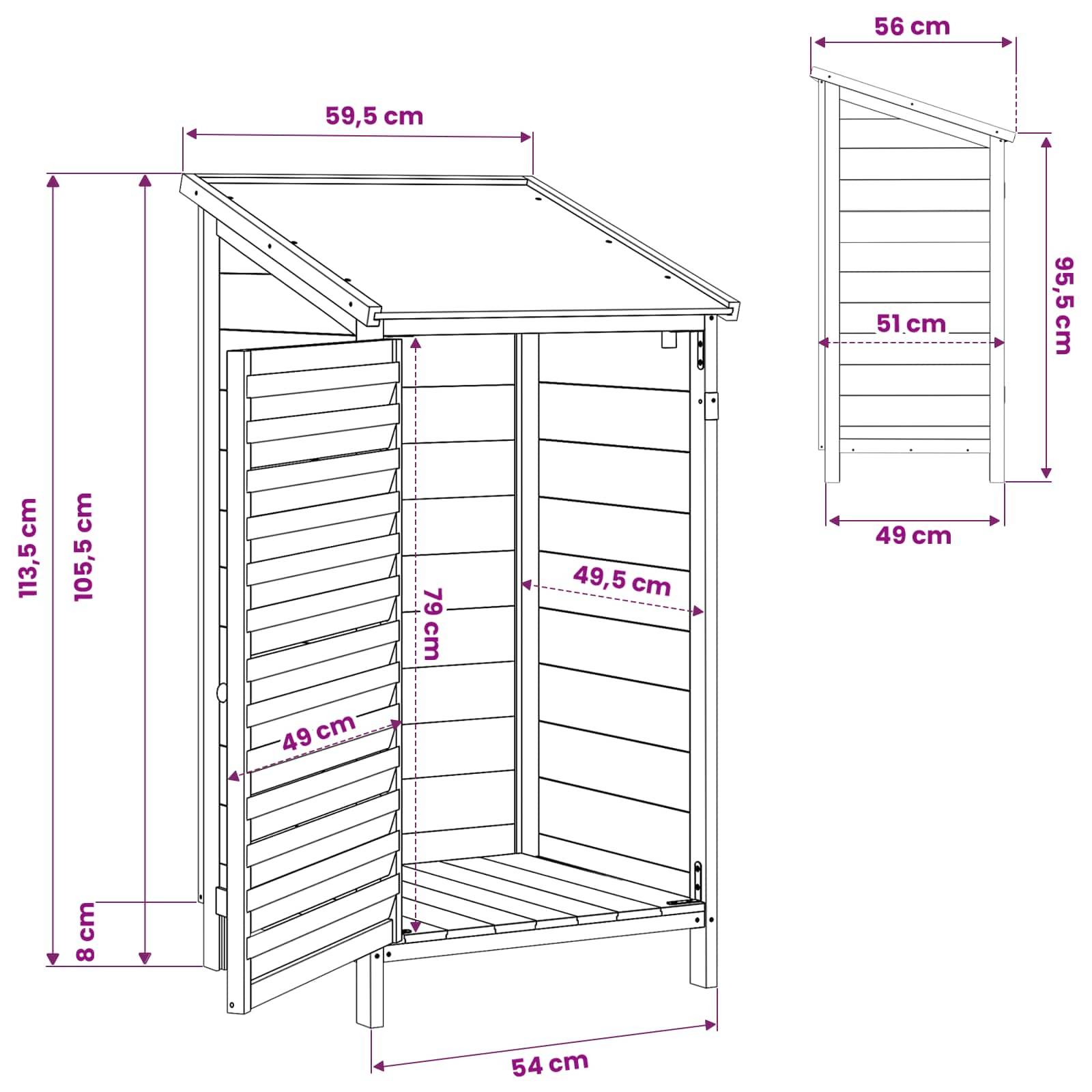 Vidaxl - Abri de jardin Marron 59,5 x 56 x 113,5 cm Bois de Sapin Massif vidaXL 42033455 - Image 3