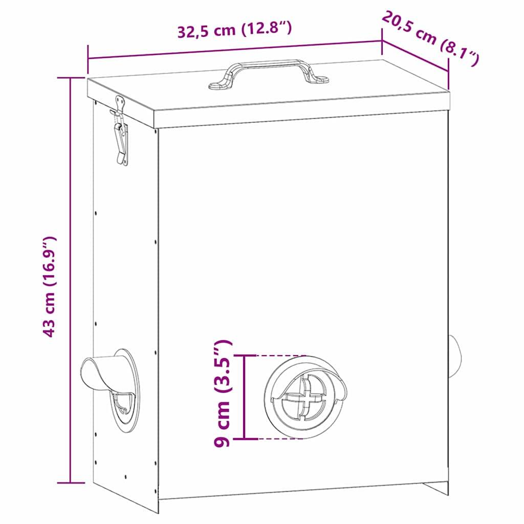 Grande Mangeoire Acier Poule Étanche 25kg Noir - ComfortXL Outdoor Living - Image 6