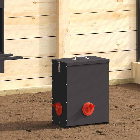 Grande Mangeoire Acier Poule Étanche 25kg Noir - ComfortXL Outdoor Living - Image 1