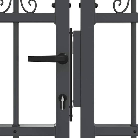 Portail Jardin Double Battant Acier Style Fer Forgé Pointe de Lance 404x120 cm Gris - ComfortXL Outdoor Living - Image 6