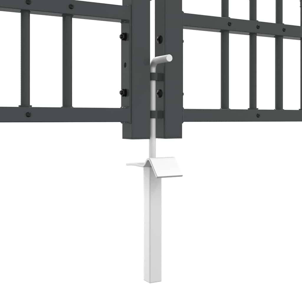 Portail Jardin Double Battant Acier Style Fer Forgé Pointe de Lance 404x120 cm Gris - ComfortXL Outdoor Living - Image 7