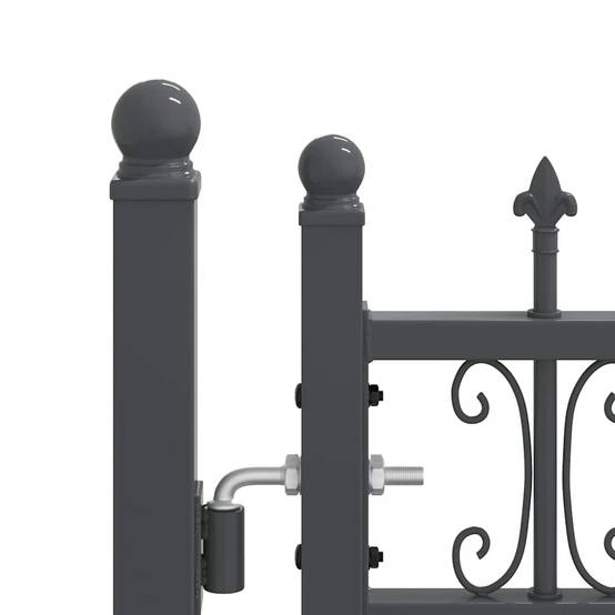 Portail Jardin Double Battant Acier Style Fer Forgé Pointe de Lance 404x120 cm Gris - ComfortXL Outdoor Living - Image 5