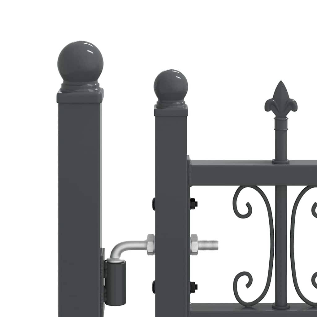 Portail Jardin Double Battant Acier Style Fer Forgé Pointe de Lance 404x120 cm Gris - ComfortXL Outdoor Living - Image 5