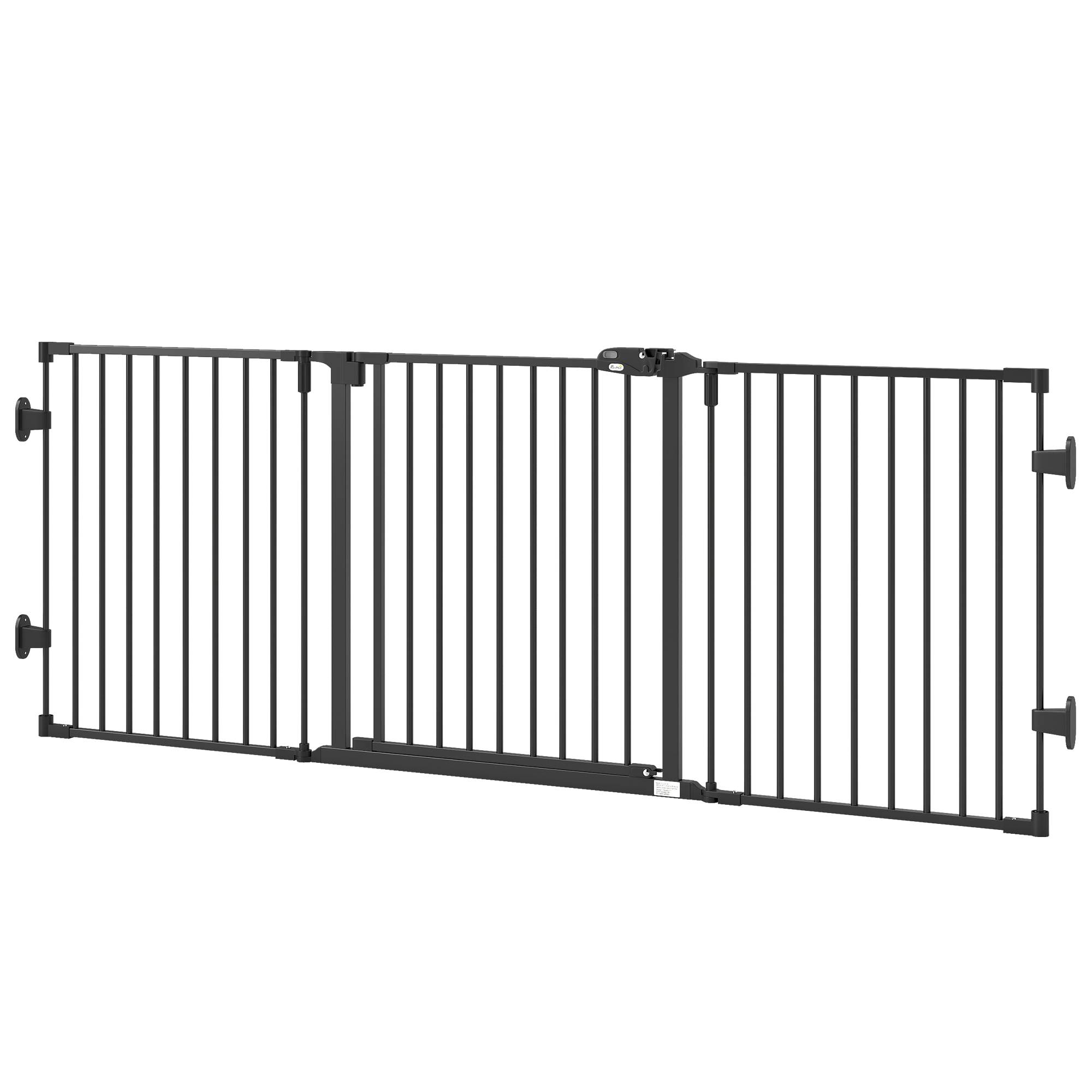 Barrière pour chien autoportante réglable 202,5 x 76 cm, pliable, escaliers, portes, cuisine, 3 panneaux, noir - Image 2