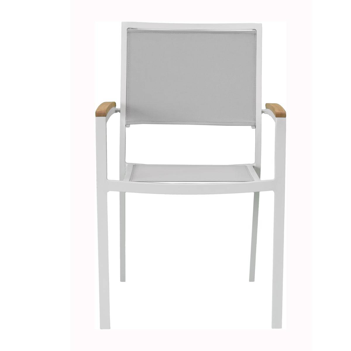 Fauteuil aluminium blanc et textilène gris clair Casablanca - Gecko Jardin - Image 3