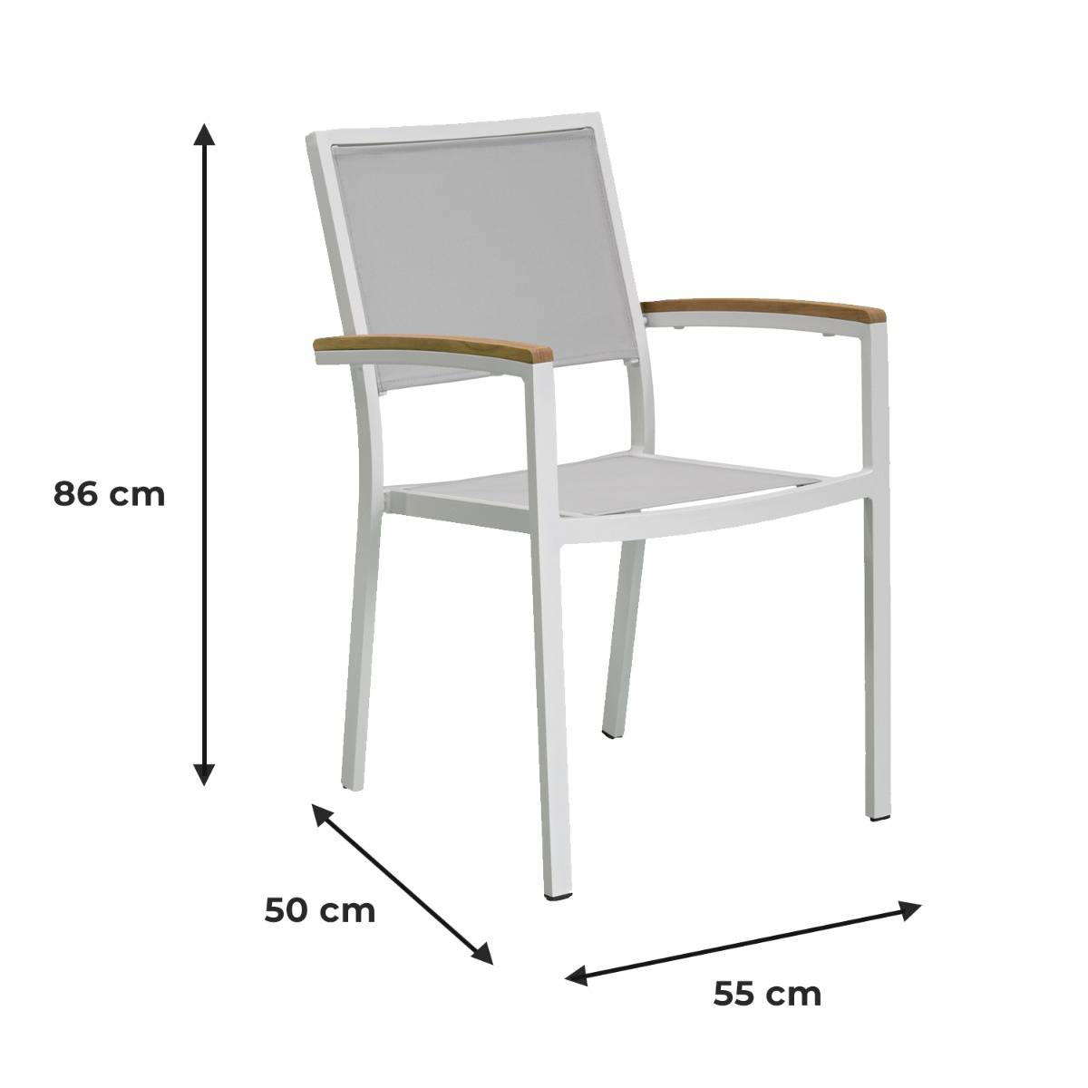 Fauteuil aluminium blanc et textilène gris clair Casablanca - Gecko Jardin - Image 7