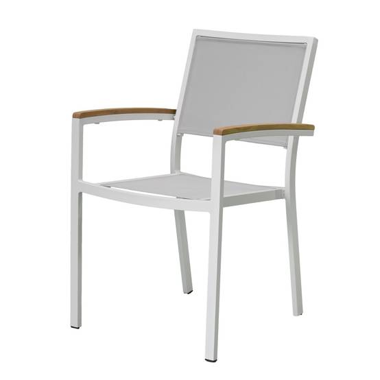 Fauteuil aluminium blanc et textilène gris clair Casablanca - Gecko Jardin - Image 2