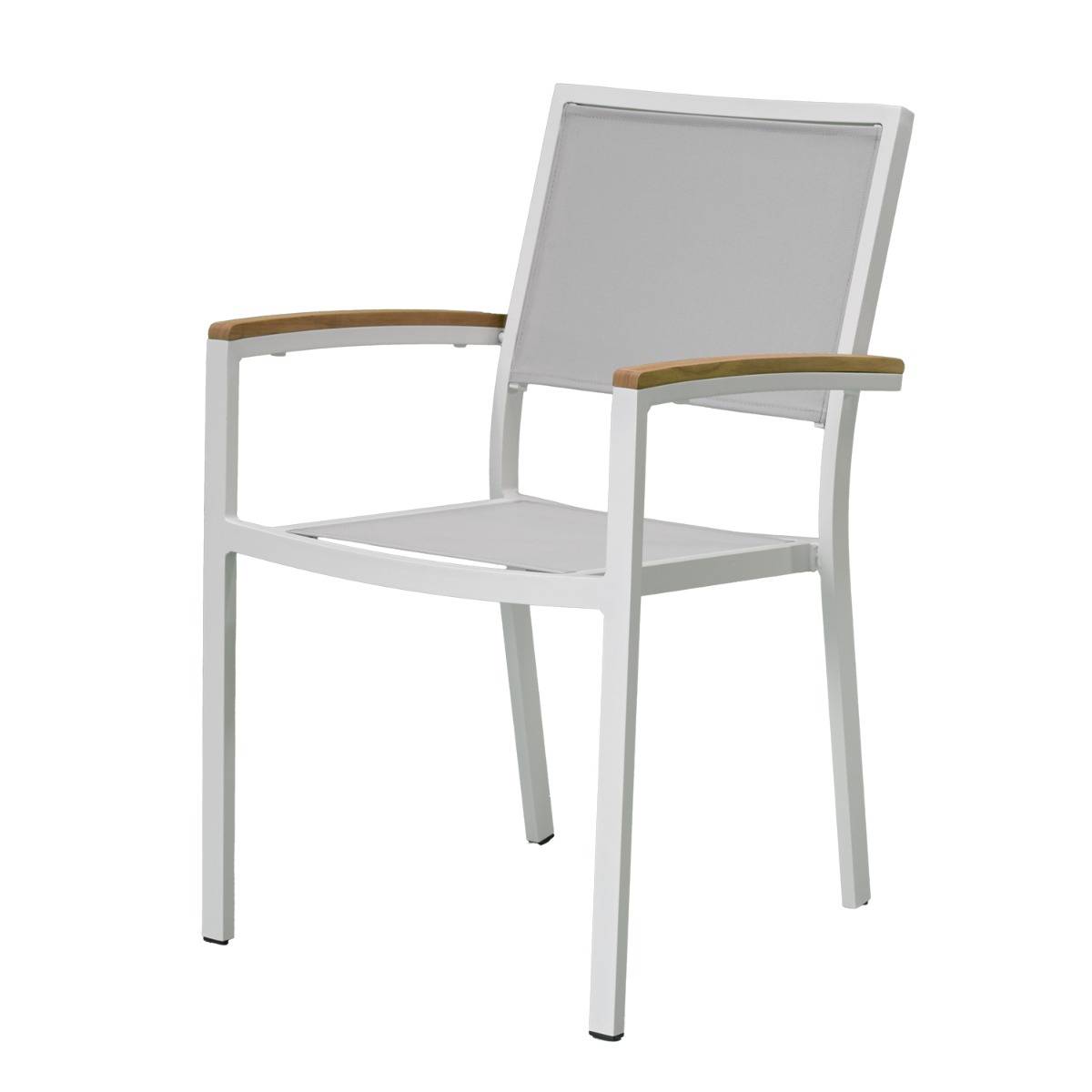 Fauteuil aluminium blanc et textilène gris clair Casablanca - Gecko Jardin - Image 2
