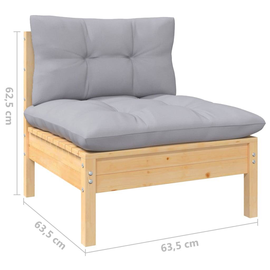 Prolenta Premium - Salon complet 6 places bois de pin et tissu (100 % polyester) gris 63,5 x 63,5 x 62,5 cm - Prolent - Image 9