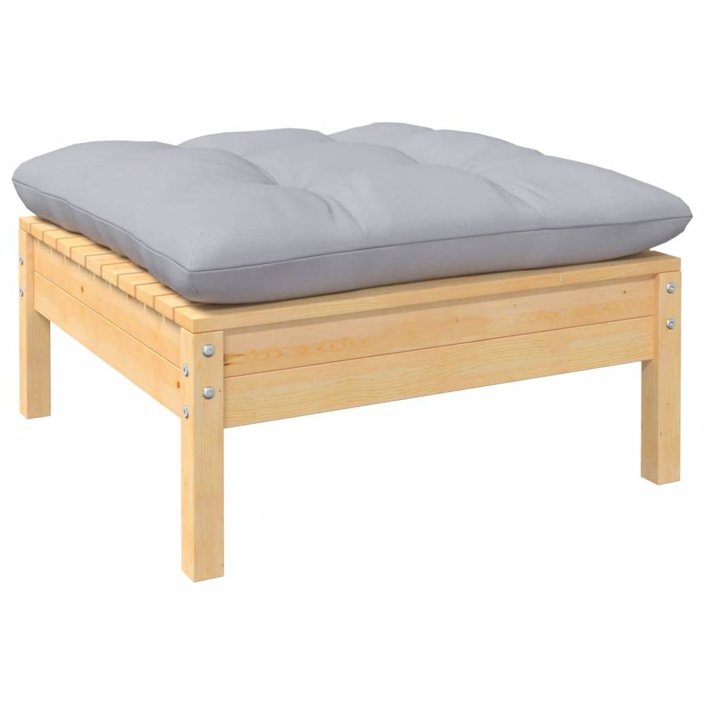 Prolenta Premium - Salon complet 6 places bois de pin et tissu (100 % polyester) gris 63,5 x 63,5 x 62,5 cm - Prolent - Image 5