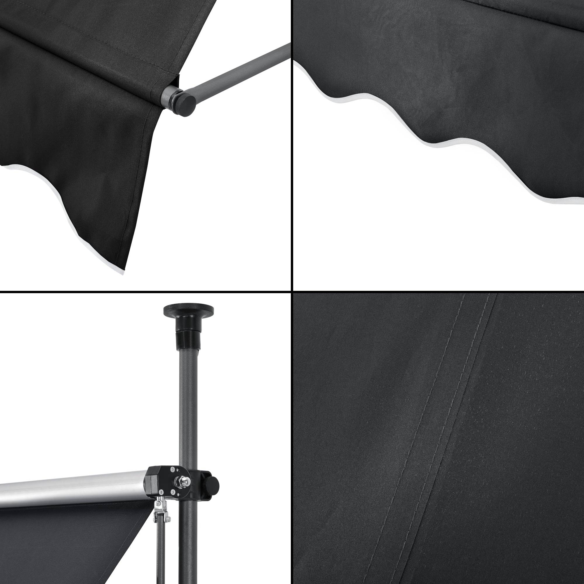 Helloshop26 - Store banne téléscopique acier polyester 300 x 120 x 200-300 cm noir - Image 5