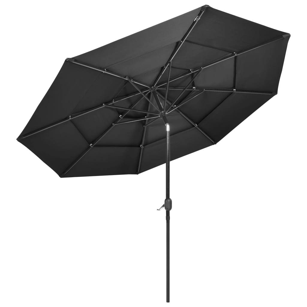 Helloshop26 - Parasol à 3 niveaux avec mât en aluminium 3 m anthracite - Image 3