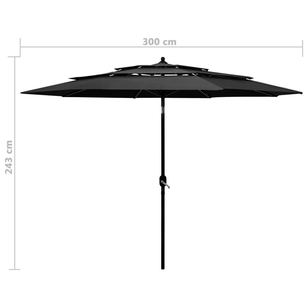 Helloshop26 - Parasol à 3 niveaux avec mât en aluminium 3 m anthracite - Image 7