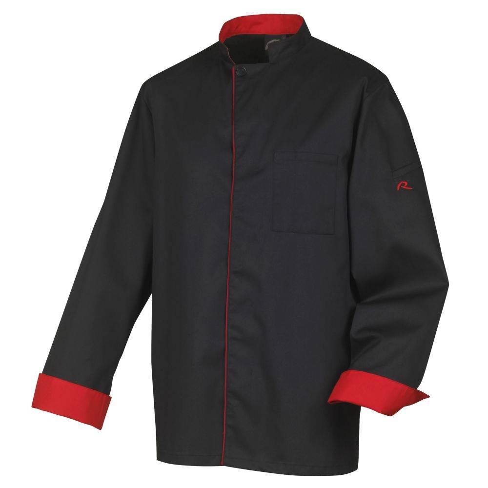 Veste de cuisine mixte manches longues Robur Boko Noir XL