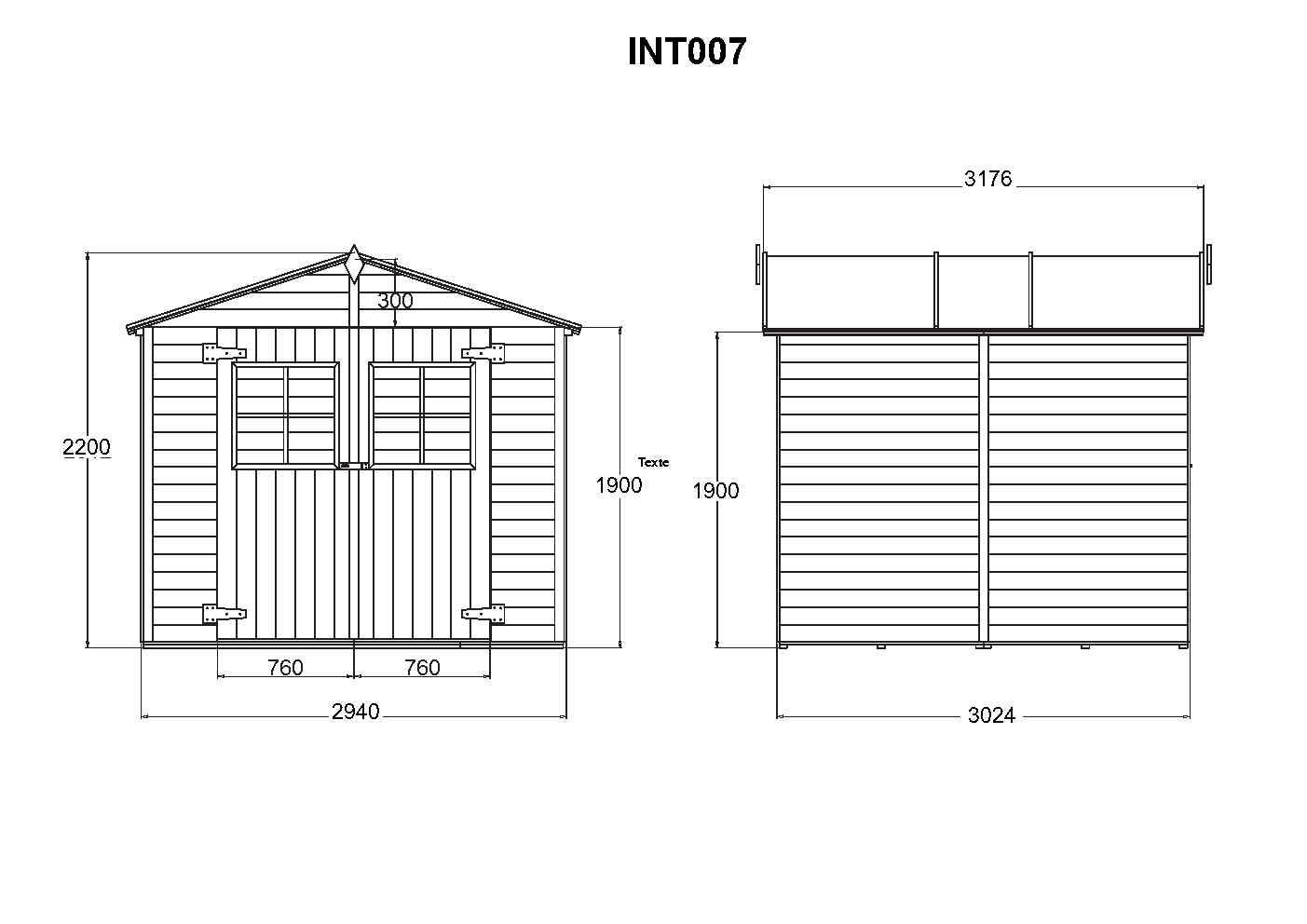Gartflex - Abri de jardin en bois traité, surface utile 8.29m², 300x294cm ep 19mm, INT007 /GARTFLEX - Image 4