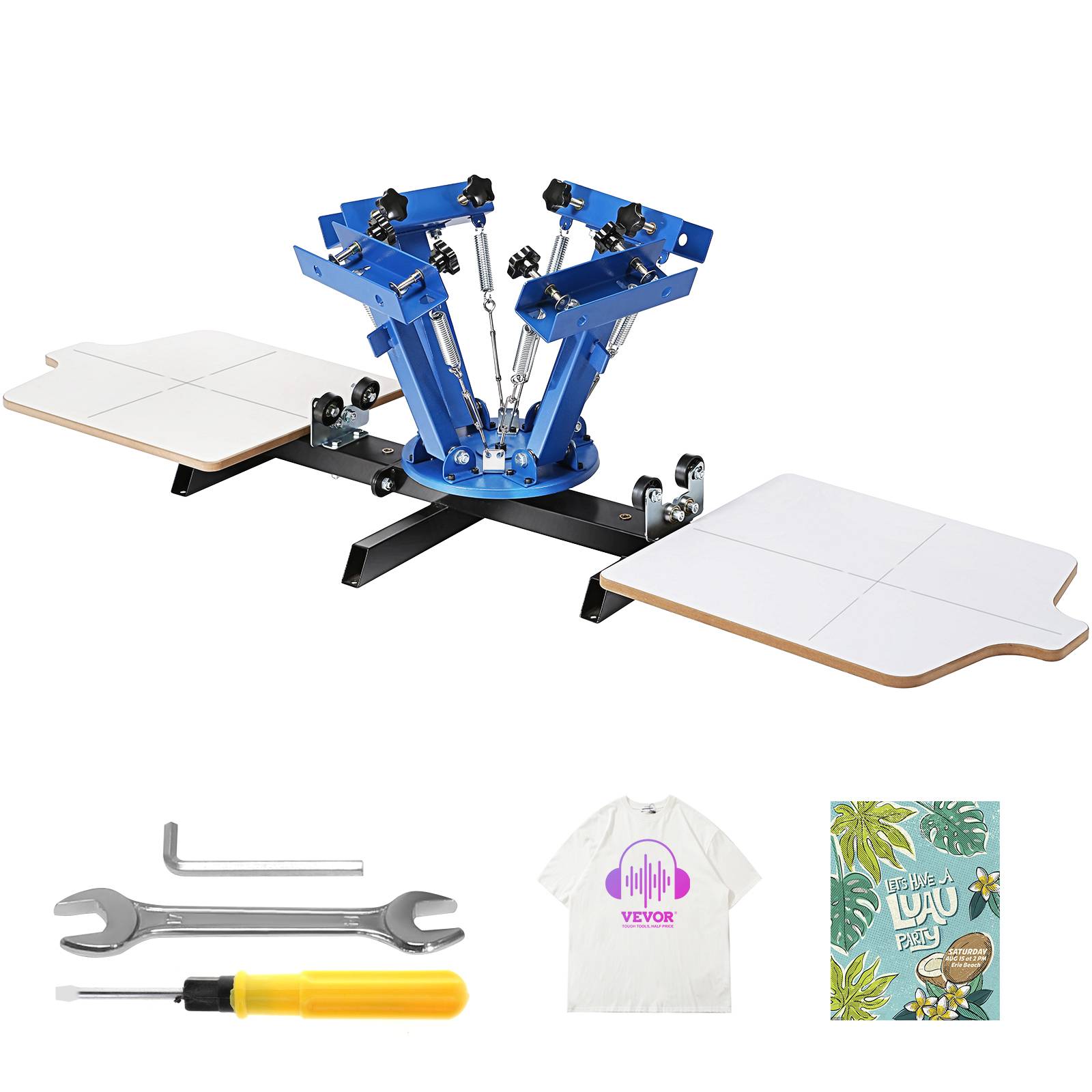 Vevor - VEVOR Machine sérigraphie 4 couleurs 2 stations, plateau 54x45 cm, rotative 360°. Pour T-shirts, bois. - Image 1