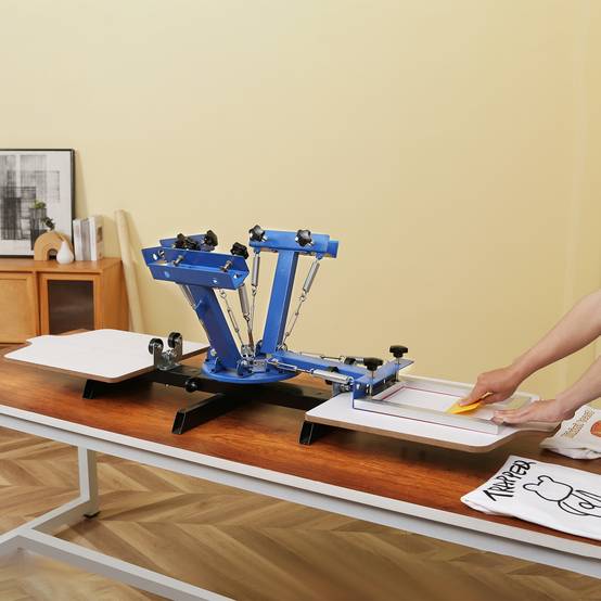 Vevor - VEVOR Machine sérigraphie 4 couleurs 2 stations, plateau 54x45 cm, rotative 360°. Pour T-shirts, bois. - Image 8