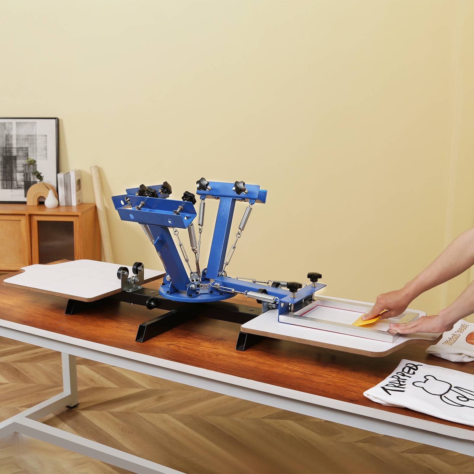 Vevor - VEVOR Machine sérigraphie 4 couleurs 2 stations, plateau 54x45 cm, rotative 360°. Pour T-shirts, bois. - Image 8