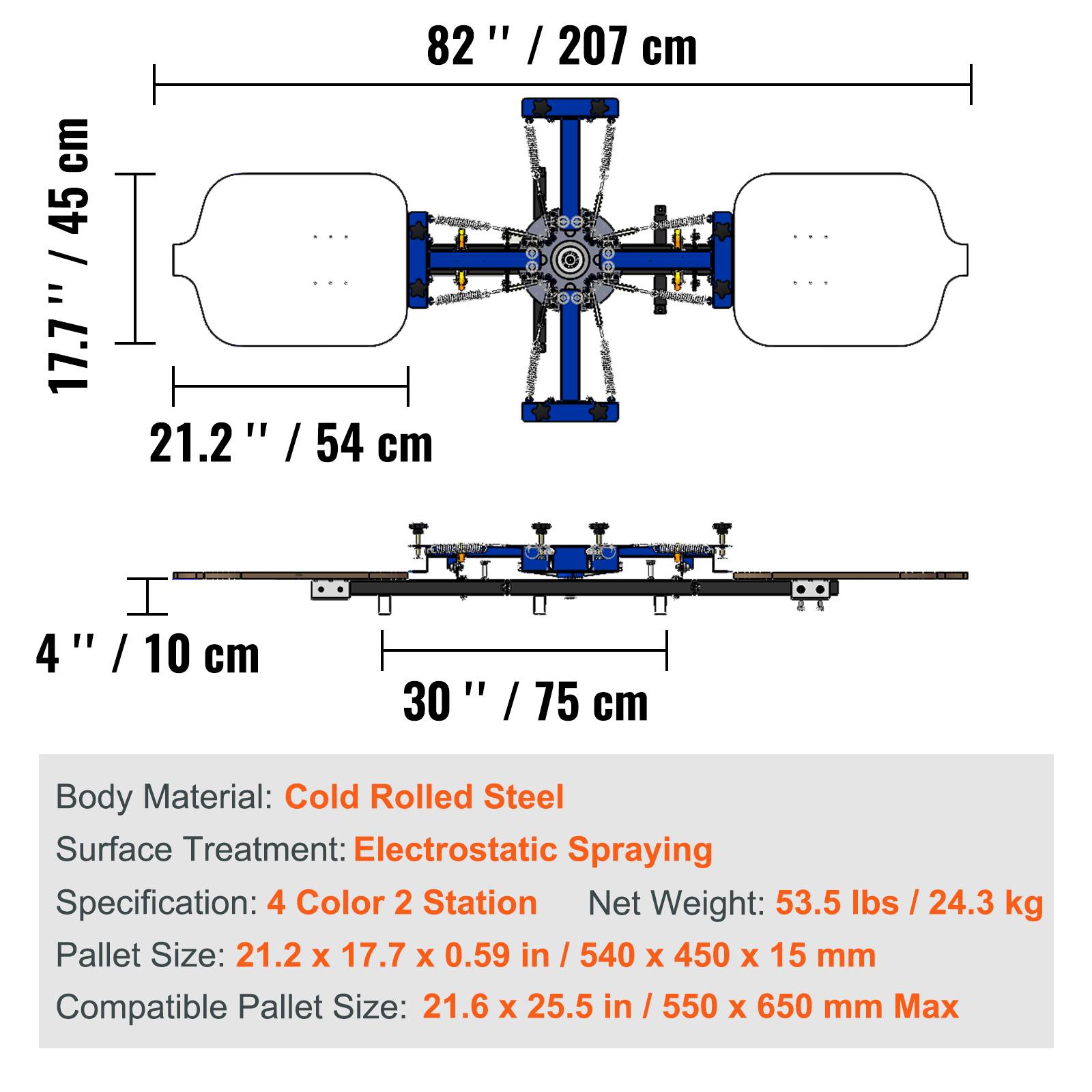 Vevor - VEVOR Machine sérigraphie 4 couleurs 2 stations, plateau 54x45 cm, rotative 360°. Pour T-shirts, bois. - Image 7
