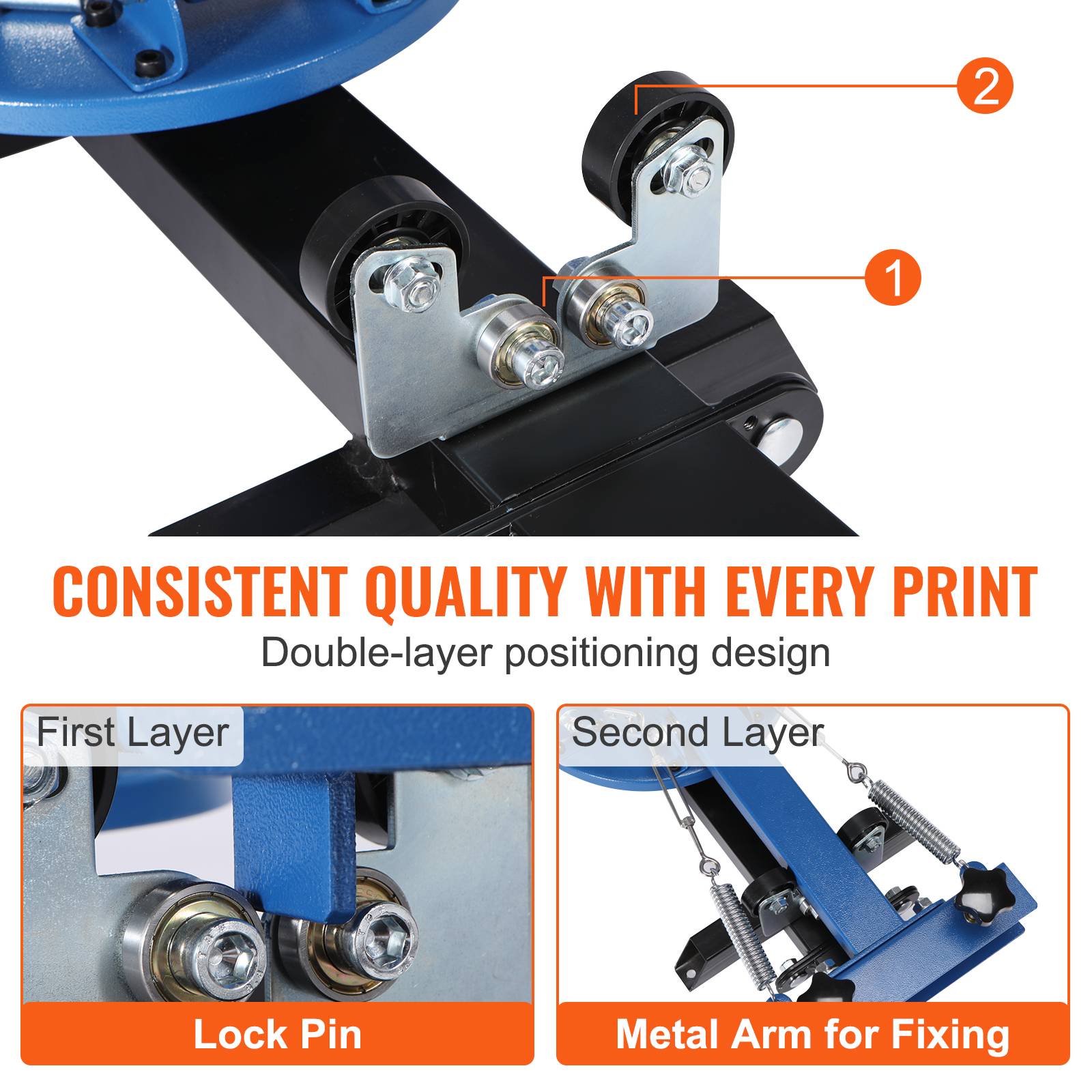 Vevor - VEVOR Machine sérigraphie 4 couleurs 2 stations, plateau 54x45 cm, rotative 360°. Pour T-shirts, bois. - Image 3