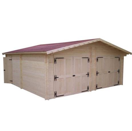 Garage dble en bois Vendôme 34.57 m² madriers de 60 mm - Image 1