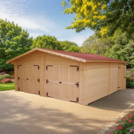 Garage dble en bois Vendôme 34.57 m² madriers de 60 mm - Image 2