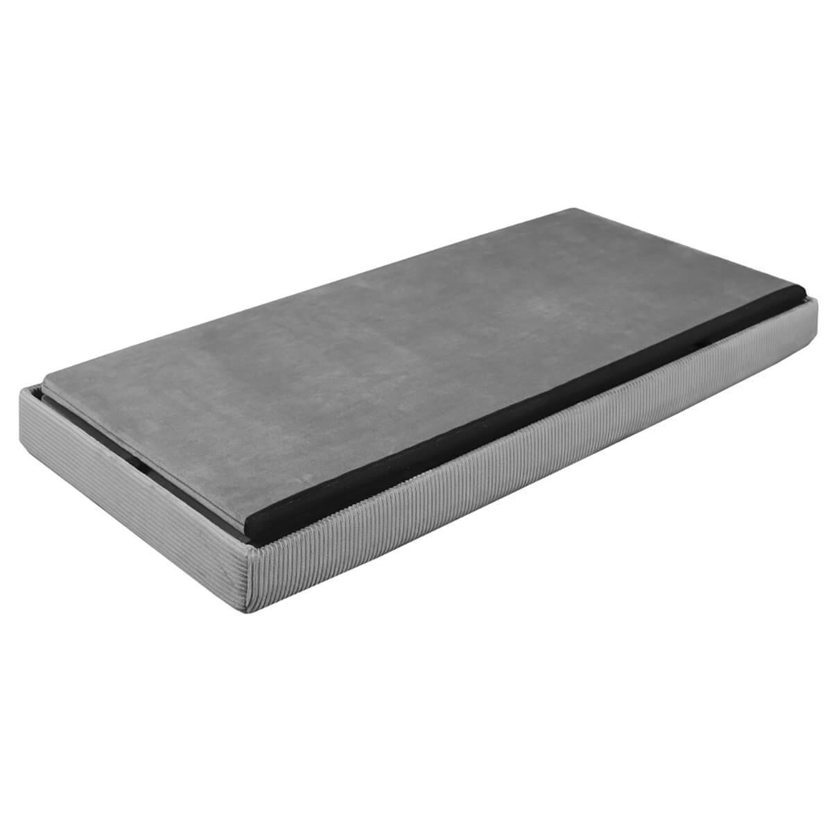 Banc Coffre Pliable en Velours Côtelé Gris - NEIRA - Image 4