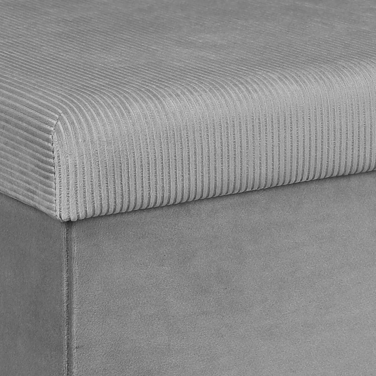 Banc Coffre Pliable en Velours Côtelé Gris - NEIRA - Image 6