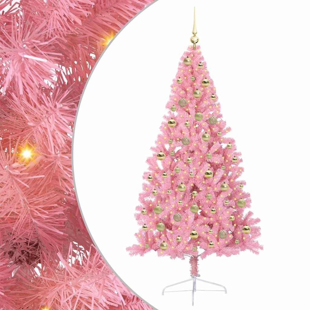 Vidaxl - Sapin de Noël artificiel pré-éclairé Rose 180 cm PVC vidaXL 3397080 - Image 2