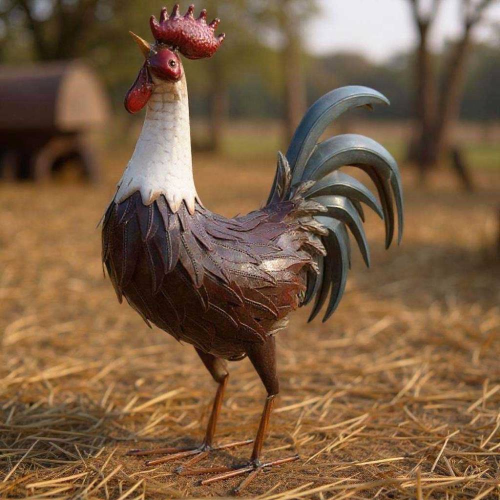 Aubry Gaspard - Coq métal laqué rouge et blanc - Image 2