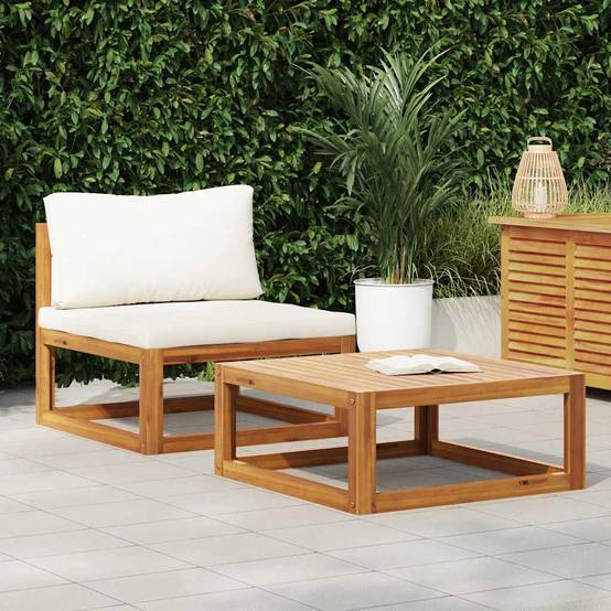 ComfortXL - Petit salon de jardin 2 pièces Bois d'Acacia Massif pour Balcon et Terrasse Blanc Cassé – ComfortXL Outdoor Living - Image 1