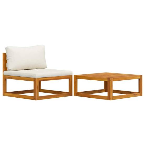 ComfortXL - Petit salon de jardin 2 pièces Bois d'Acacia Massif pour Balcon et Terrasse Blanc Cassé – ComfortXL Outdoor Living - Image 2
