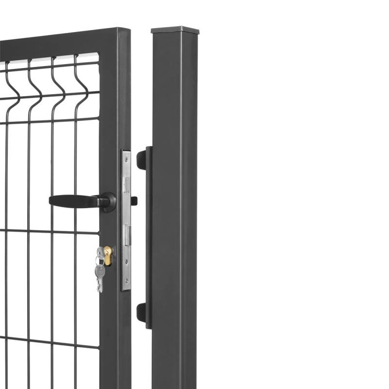 Portillon grillagé en acier galvanisé maille 200 x 50 occultable passage 1m x H 1m30 Gris anthracite - Easy Clôture - Image 3