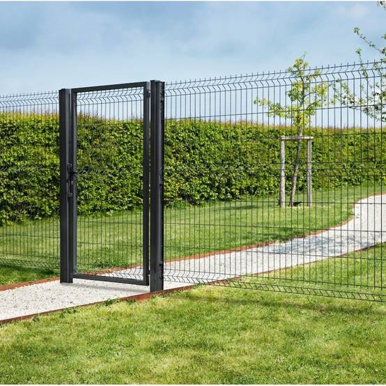 Portillon grillagé en acier galvanisé maille 200 x 50 occultable passage 1m x H 1m30 Gris anthracite - Easy Clôture - Image 6