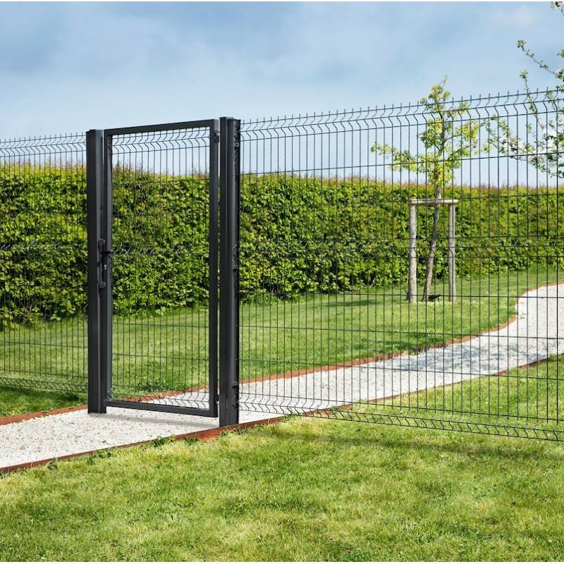 Portillon grillagé en acier galvanisé maille 200 x 50 occultable passage 1m x H 1m30 Gris anthracite - Easy Clôture - Image 6