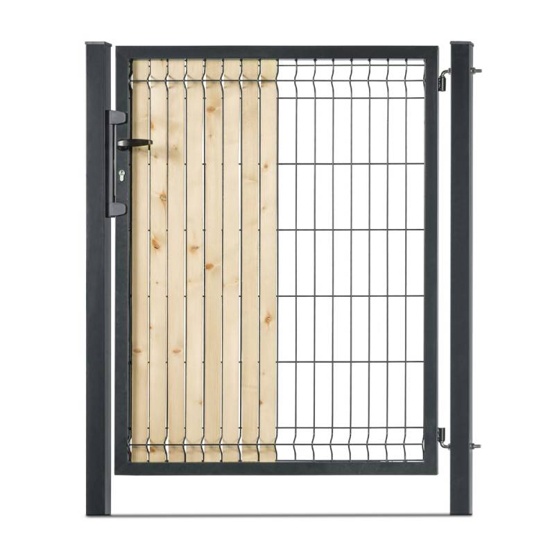 Portillon grillagé en acier galvanisé maille 200 x 50 occultable passage 1m x H 1m30 Gris anthracite - Easy Clôture - Image 2
