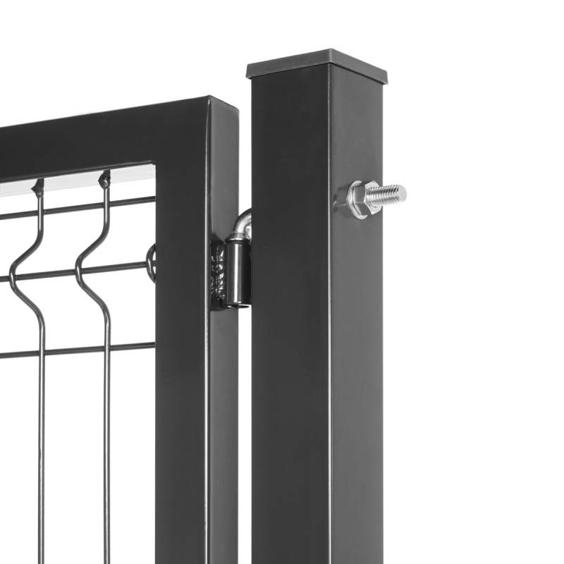 Portillon grillagé en acier galvanisé maille 200 x 50 occultable passage 1m x H 1m30 Gris anthracite - Easy Clôture - Image 4