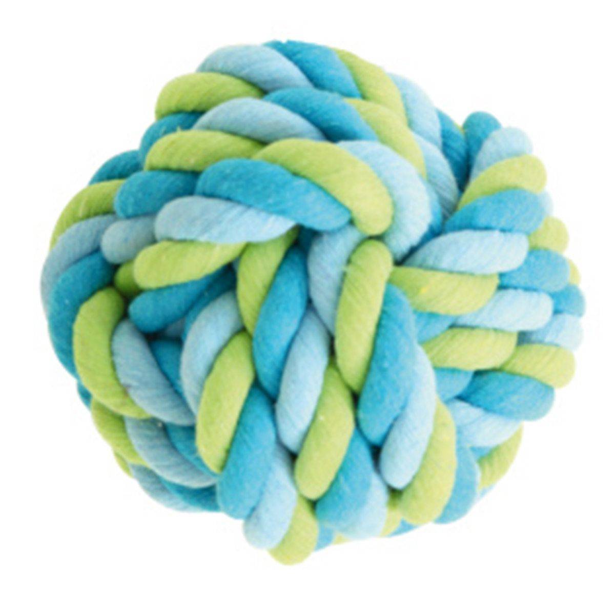 Love Story - Jouet pour Chien "Balle Corde" 15cm Bleu & Vert