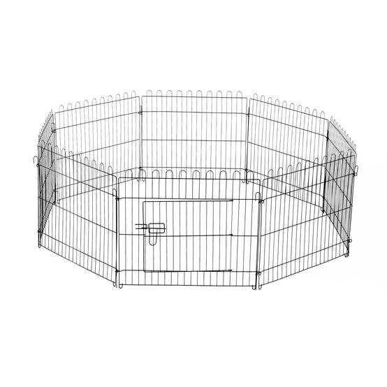 Parc pour chien 8 panneaux 71x61 cm, cage pliable en métal avec porte, pour jardin, terrasse ou extérieur, noir - Image 1